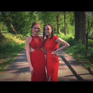 beautiful long red prom dress